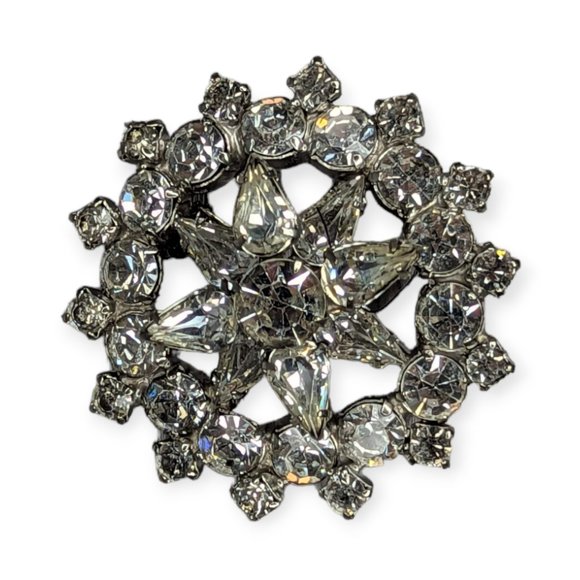 Vintage Starburst Rhinestone Brooch Pin - Picture 1 of 5